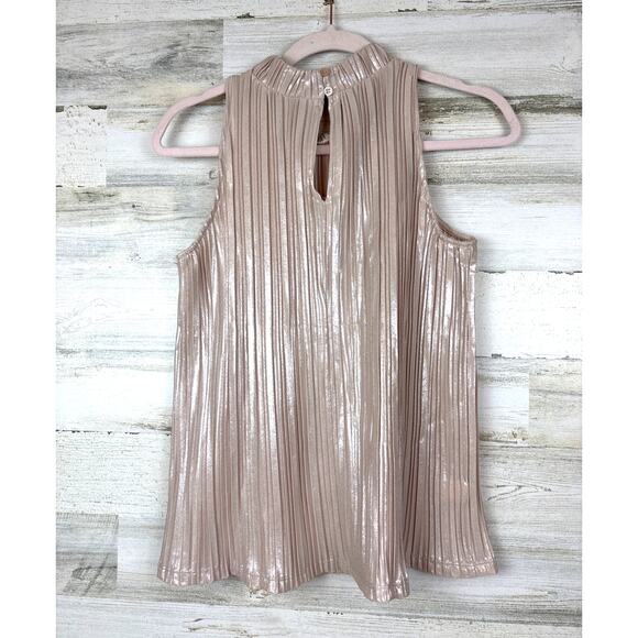 Ann Taylor Women’s Small Gold Shimmer Lightweight Sleeveless New Year Blouse NEW - Picture 2 of 5